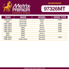 Metrix Premium 4PCS Outer Tie Rod End and Front Stabilizer Bar Link Kit ES3462, K700526 Fits Chevrolet Blazer, Chevrolet S10, GMC Jimmy, GMC Sonoma, Isuzu Hombre, Oldsmobile Bravada - Metrix Premium Chassis Parts