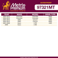 Metrix Premium 4PCS Outer Tie Rod End and Front Stabilizer Bar Link Kit ES800464, K80582, K80583 Fits Chevrolet Colorado, GMC Canyon, Isuzu i-370, Isuzu i-350 - Metrix Premium Chassis Parts