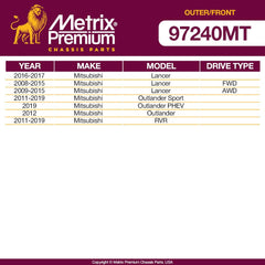 Metrix Premium 4PCS Outer Tie Rod End and Front Stabilizer Bar Link Kit ES800471, K750385 Fits Mitsubishi Lancer, Mitsubishi Outlander Sport, Mitsubishi Outlander PHEV, Mitsubishi Outlander - Metrix Premium Chassis Parts