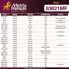 Metrix Premium Coated Vented Disc Brake Rotor Fits Honda Accord, Honda Civic, Acura ILX, Honda Fit, Honda Element, Honda CR-V - Metrix Premium Chassis Parts