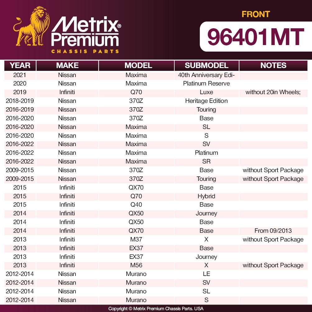 Metrix Premium Front 2PCS Coated Vented Disc Brake Rotor Fits Nissan Maxima, 370Z, Altima, 350Z, Murano, Infiniti Q70, QX70, Q40, QX50, M37, EX37, M56, M35h, G25, EX35, G37, M45, G35, M35, FX35, FX45 - Metrix Premium Chassis Parts