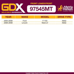 Metrix Premium GDX 4PCS Front L/R Lower Control Arm and Front L/R Stabilizer Bar Link Kit Fits Ford F-150, Lincoln Mark LT - Metrix Premium Chassis Parts
