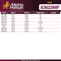 Metrix Premium Rear Coated Solid Disc Brake Rotor Fits Acura Integra, Honda CRX, Honda Prelude, Honda Accord - Metrix Premium Chassis Parts